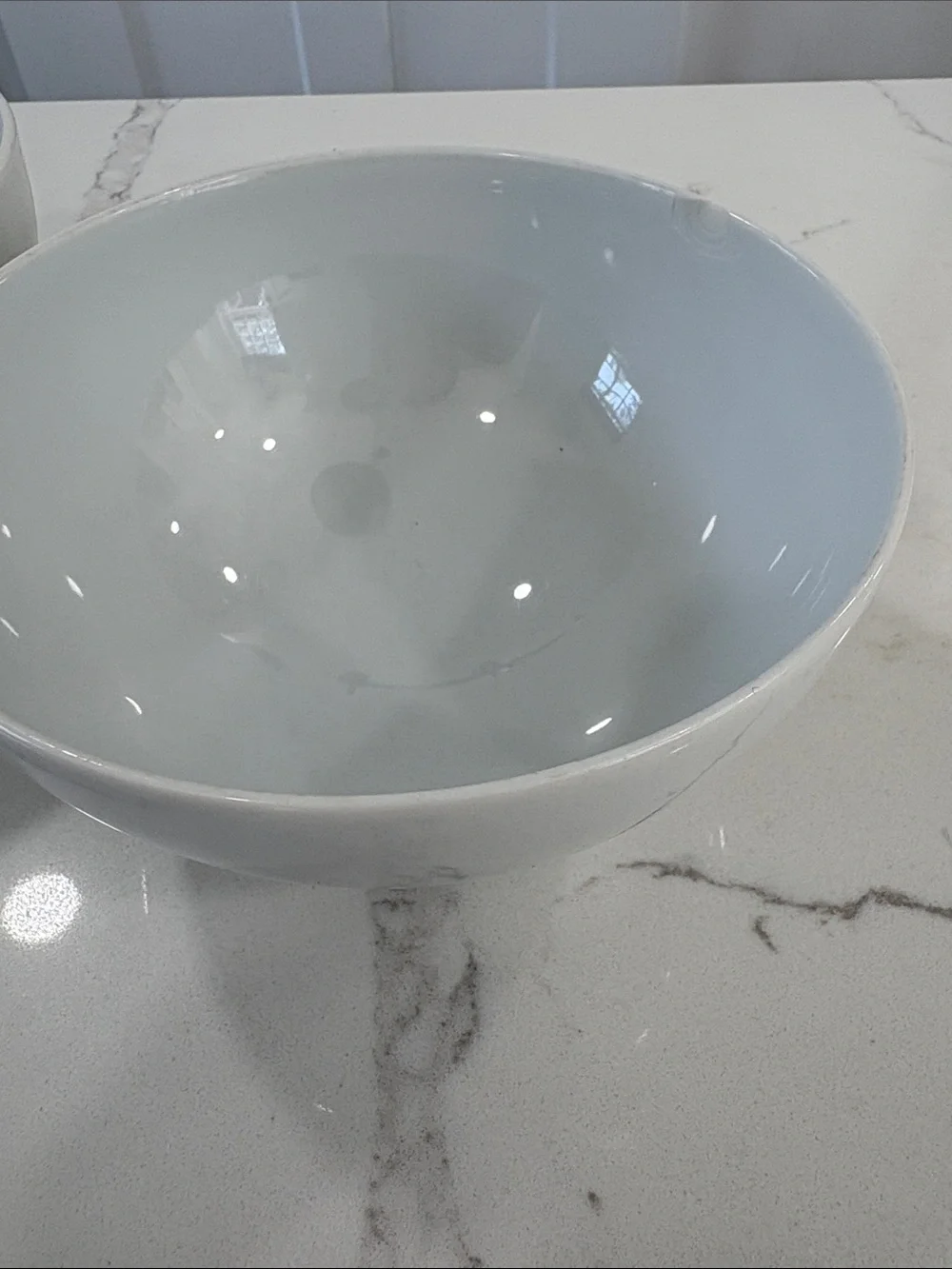 Assorted White Ceramic Bowls with Blue Accent Bowl - Lot of 5